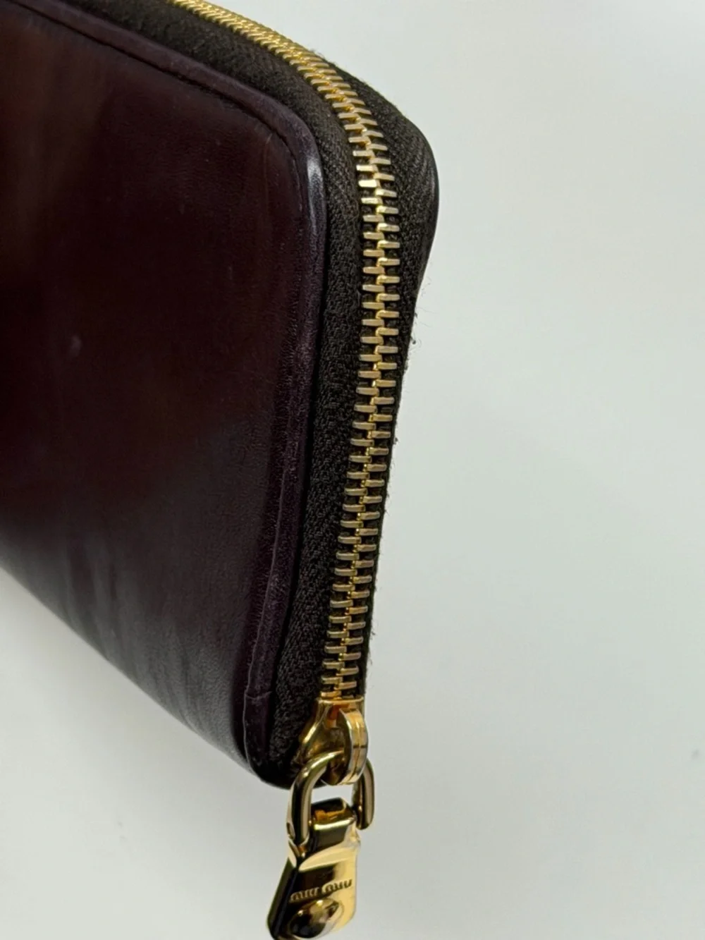 Miu Miu Leather Zip Studded Wallet